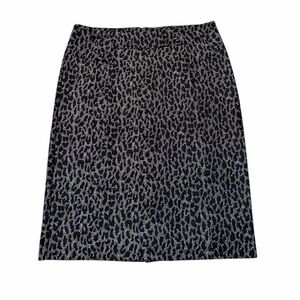 Michael Kors Black and Gray Leopard Print Pencil Skirt Size 4